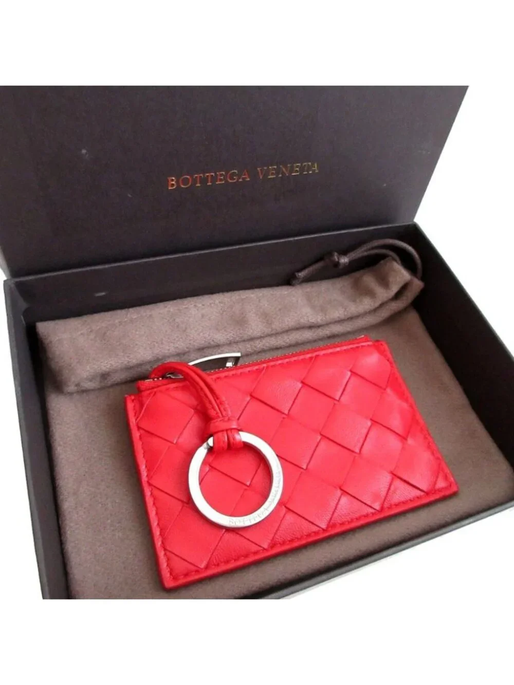 Bottega Veneta Maxi Intrecciato Leather Red Coin Case